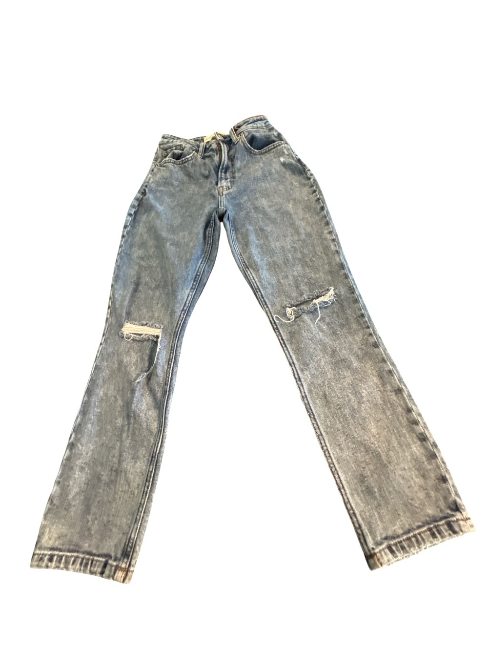 Abercrombie & Fitch Curve Love Mom Jeans Distressed Light Wash High Rise Size 24